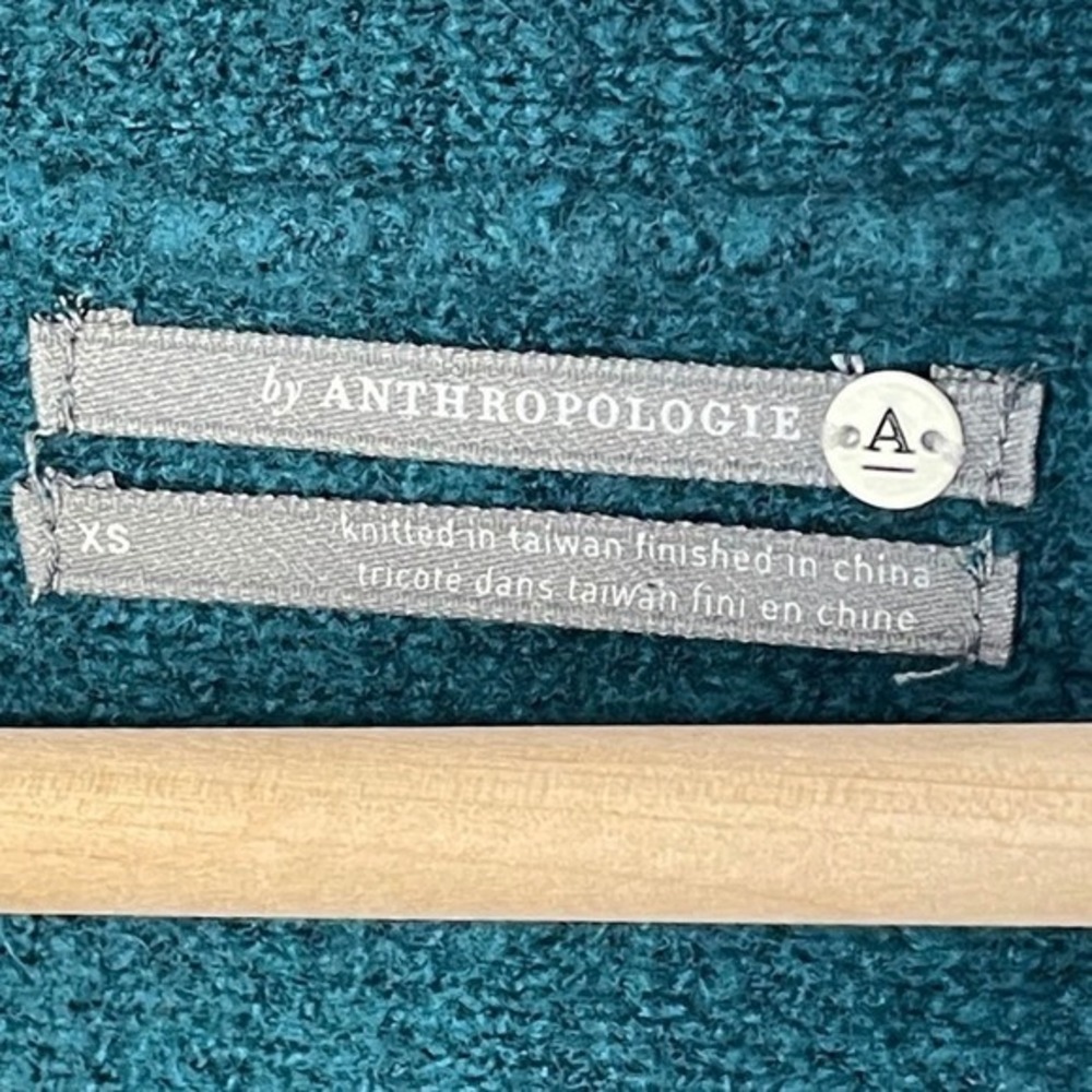 Anthropologie Joy Fringe Sweater Womens XS Dark Teal Green Wool Alpaca Pullover - Picture 6 of 11
